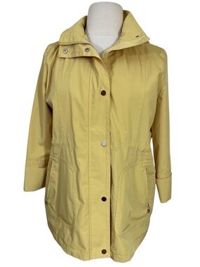 London Fog Yellow Hooded Drawstring Waist Windbreaker Jacket